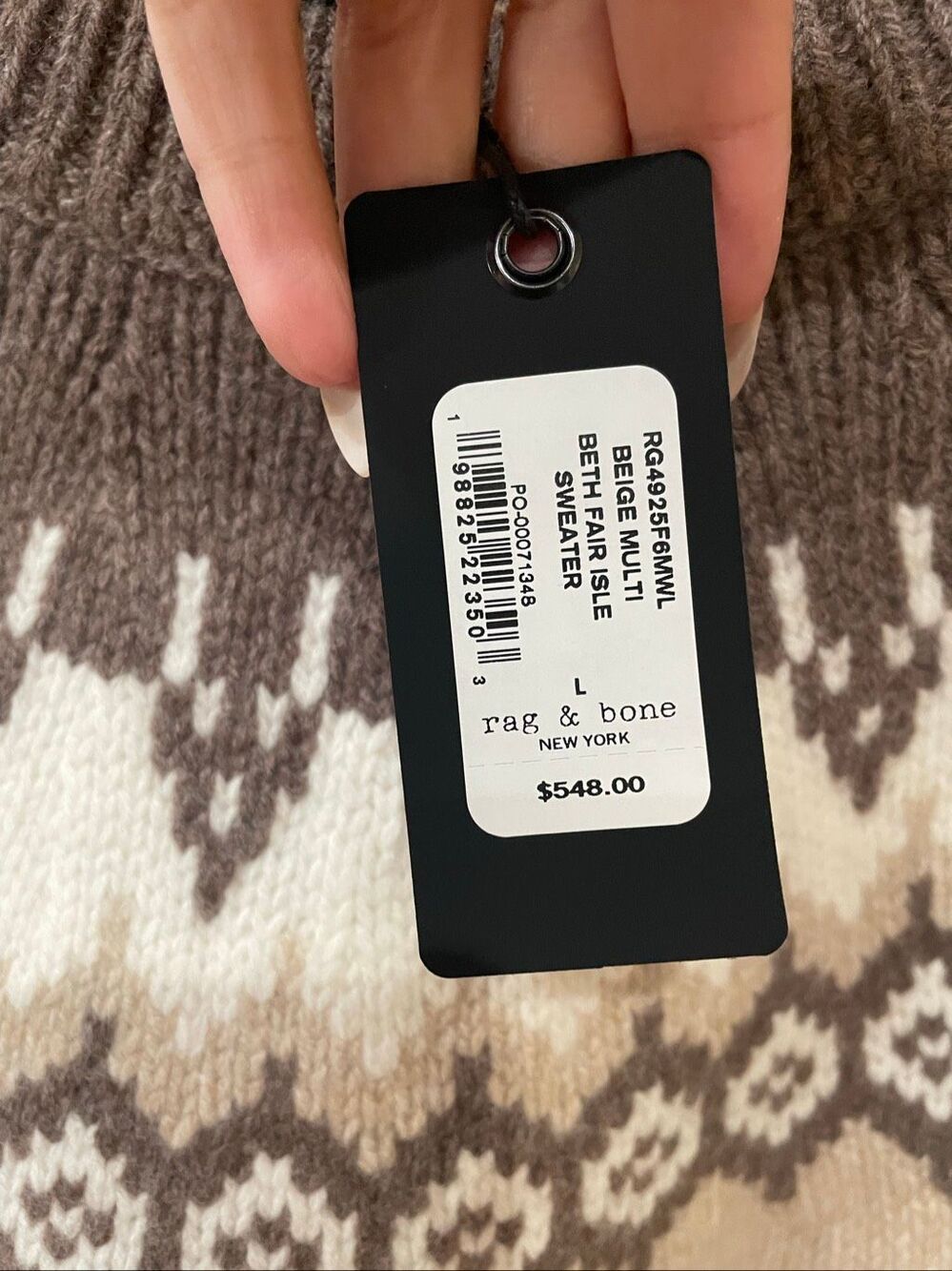 rag & bone Beth Fair Isle Wool Sweater size medium - Picture 4 of 7